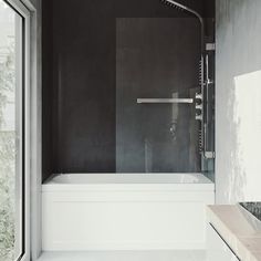 Clean lines and a streamlined setup, the VIGO Rialto Bathtub Door presents a subtle yet geometric way to expertly update any bathroom. With 5/6 in. tempered glass construction and a rectangular shape, the Rialto swings outward to allow easy entry into the bathtub. The large, horizontal door handle doubles as a towel bar. Its 7-layer coated finish resists corrosion, rust, and tarnish for longevity. Enjoy this tub door today, tomorrow, and for years to come. RECTANGULAR HINGES: Sleek-looking hinge Cleaning Shower Glass, Bathtub Doors, Tub Doors, Frameless Shower Doors, Frameless Shower, Shower Cleaner, Shower Door, Bath Tub, Bathroom Style