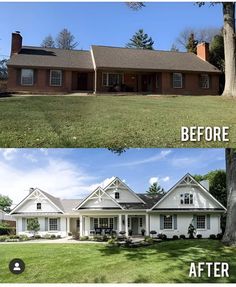 before and after photos of a house in the suburbs