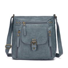 PRICES MAY VARY. 【Premium Material】: Complemented by durable golden-tone hardware and rivets, this shoulder bag is crafted from High-Quality PU leather and smooth zippers, which showcases both practicality and style 【Dimensions】: 11"L* 3.9"W* 10.62"H, 0.88 lb;this crossbody bag provides ample space for essentials like an iPad, phone, wallet, and cosmetics. 【Multiple Pockets】: Featuring 1 big front magnetic closure pocket, 3 front zipper pockets, 1 back zipper pocket, and internal organization in Shoulder Purses, Casual Purse, Crossbody Bags For Women, Designer Crossbody Bags, Leather Crossbody Purse, Bags Fashion, Peacock Blue, Womens Crossbody Bag, Shoulder Purse