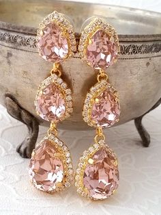 Blush long chandelier earringsblush pink by EldorTinaJewelry Pink Drop Crystal Earrings For Wedding, Pink Crystal Earrings With Sparkling Stones For Wedding, Pink Sparkling Stones Crystal Earrings For Wedding, Elegant Pink Crystal Bridal Earrings, Glamorous Pink Bridal Earrings For Wedding, Glamorous Pink Bridal Earrings, Pink Drop Earrings For Wedding, Pink Dangle Chandelier Earrings For Wedding, Pink Dangle Crystal Earrings For Wedding