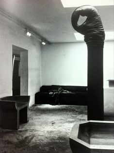 a black and white photo of an empty room