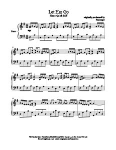 sheet music with the words let her go