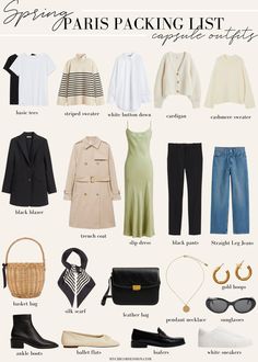 Spring Packing List, Spring Vacation Outfits, Paris Packing List, Paris Packing, Paris Outfit Ideas, Spring Paris, What To Wear In Paris, Parisian Outfits