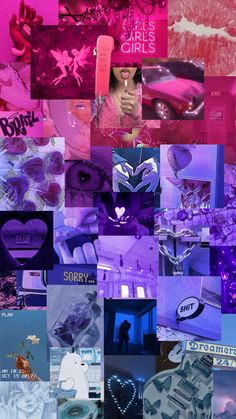 a collage of photos with different colors and designs on them, including the word love