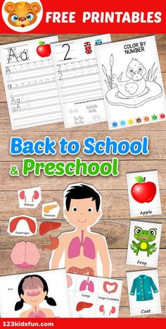 the back to school and preschool worksheet is shown with an image of children's drawings