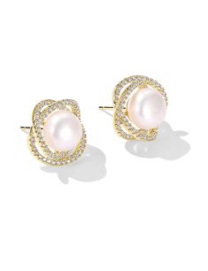 PRICES MAY VARY. CHIC DESIGN - The soft white luster of the pearl and the sparkling brilliance of the cubic zircon create a delicate and elegant feeling,which makes the wearer exuding charm,suitable for everyday wear or all kinds of parties QUALITY MATERIAL - 10mm cultured freshwater pearl crafted,14K gold plated and Quality CZ inlaid are high-class;Hypo-Allergenic 925 sterling silver posts will protect your sensitive ears from irritating.And finely processed finish with anti-tarnish added for l Pearl Crafts, White Pearl Earrings, Knot Stud Earrings, White Pearl Earring, Knot Studs, Cz Stud Earrings, Stud Earrings For Women, Pearl Stud Earrings, Girls Earrings