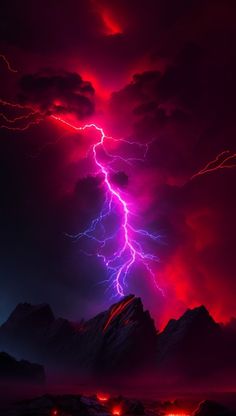 evil nature in black and red Red Storm Aesthetic, Lyney Aesthetic, Purple And Red Wallpaper, Red Purple Aesthetic, Red And Purple Aesthetic, Caroline Tattoo, Colorful Lightning, Heavens On Fire, Really Cool Backgrounds