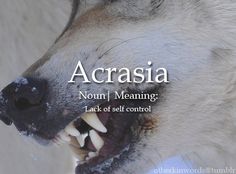 an image of a wolf with its mouth open and the words acrasia written above it