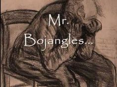 a drawing of a man sitting in a chair with the words mr boangles on it