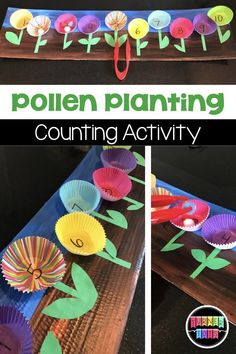 an activity for children to do with paper cups and flowers on the table is called pollen planting