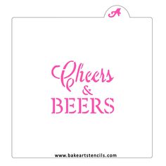 the logo for cheeses and beers, with pink lettering on white paper in front of it