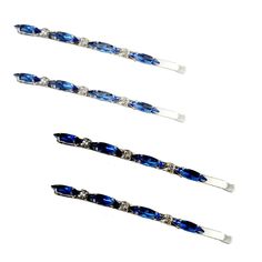 Includes 2 hand applied decorative long slim blue diamond shape rhinestones available in light or dark sapphire.  -Quantity : 2 -Glass Rhinestones : Dark Sapphire (cobalt color) or Light Sapphire -Hair Pins : Silver tone -Length : 8cm (3 1/8 inches) This item is made-to-order. Listing photos are for example. COLOR SAMPLE CARDS Require a color match? Colors may appear slightly different on screen than in person. If you require a color match, purchasing a color sample card is strongly recommended. ●Polymer Clay Color Sample Card: https://www.etsy.com/listing/536794301 ●Rhinestone Color Sample Card: https://www.etsy.com/listing/824722539 METALS ●Titanium - Hypoallergenic. Grade 1, commercially pure, nickel-free, corrosion-resistant. A non-reactive and biocompatible metal. Excellent choice for Sapphire Hair, Blue Hair Accessories, Silver Hair Pin, Rhinestone Hair Pin, Clay Color, Match Colors, Light Sapphire, Dark Sapphire, Gold Bond