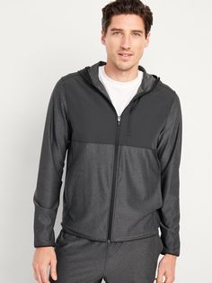 built-in hood long sleeves full-zip front zip chest pocket on-seam pockets go-dry cool wicks moisture and keeps you cool relaxed fit hits below waist model is approx.  6'1" and wears a size m Holiday Gifts For Men, Boy Activewear, Old Navy Men, Jack Black, Big And Tall, Full Zip Hoodie, Wicks, Black Hoodie, Toddler Boys