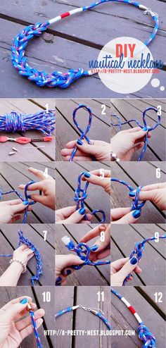 instructions to make a rope bracelet with beads and thread for an easy diy project