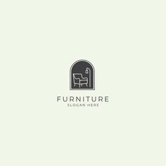 the logo for furniture store with an image of a chair and a table in it