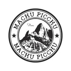 the machchu picchu logo is shown in black and white, with stars around it