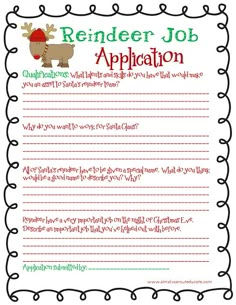 the reindeer job application is shown in red and green