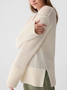 Soft crochet knit. Dropped shoulder, long sleeves with ribbed, banded cuffs. Ribbed V-neck. Ribbed, banded hem. #446437 Soft Crochet, V Neck Sweater, New Woman, Vneck Sweater, Toddler Boys, Drop Shoulder, Sweaters & Cardigans, Cardigans, Long Sleeves