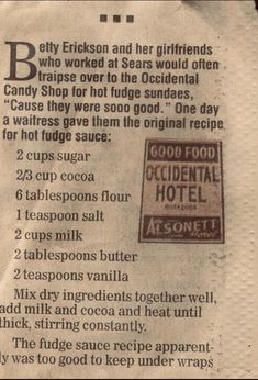 a newspaper article with an ad for the good food asonet restaurant in it