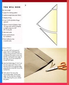 the instructions for how to make a paper bag with scissors and construction material are shown