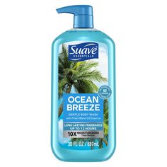 Treat your precious skin to the uplifting ocean fresh scent of this heavenly Suave Essentials Ocean Breeze body wash. This decadent fragrance is a delicious blend of warm sandalwood and enlivening freesia. Turn your shower into a relaxing, fragrant oasis with just the lather of a few body soap bubbles. Our Ocean Breeze body wash for women is infused with vitamin E, known to condition skin. This Suave Essentials shower gel can help leave your skin feeling soft and smooth, not dry. To use, wrap yourself in bubbly lather. Rinse. Feel your skin smile. This liquid body wash creates a rich creamy lather that rinses clean for an enjoyable shower experience. Suave body washes and shower gels are perfect for everyday use and great for the whole family. Unisex. Suave Essentials Body Wash, Ocean Bree Liquid Body Wash, Body Washes, Soap Bubbles, Ocean Breeze, Body Soap, Oil Blend, Shower Gel, Our Body, All Skin Types