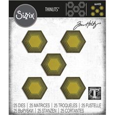 six yellow hexagonals with black numbers on them, in the shape of hexa