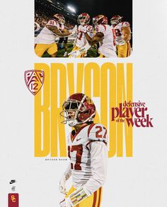 an advertisement for the arizona player of the week program featuring two football players in uniform