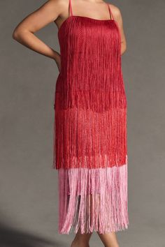 Rent Tiered Fringe Ombre Dress from Nuuly. Pick 6 items for $98/month. Free shipping + returns. Fresh Dress, Anthropologie Wedding, Ombre Dress, Pink Fits, Fringe Dress, Little White Dresses, Pink Ombre, Tassel Fringe, Birthday Dresses