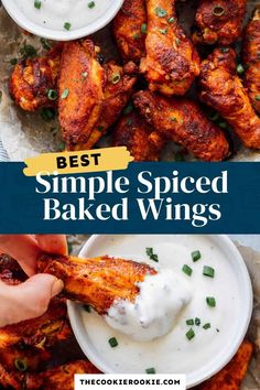 the best simple spiced baked wings with ranch dressing