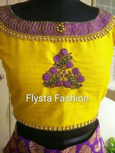 Blouse Aari Work, Best Blouse Designs, Pattu Saree Blouse Designs, Kids Blouse Designs, Sweatshirt Embroidery, Purple Saree