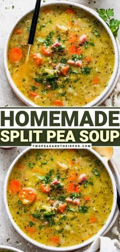 one pot soup recipes Mediterranean Split Pea Soup, Split Pea Soup With Sausage, Green Split Peas Recipes, Hardy Soups, Homemade Split Pea Soup, Pea Ham Soup