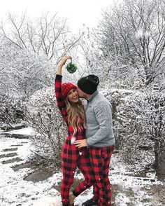 Cute Checkered Christmas Matching Pyjamas for CoupleMatching Christmas Cute Couple Red Checkered Christmas Poses, Matching Family Christmas Pajamas, Romantic Christmas, Matching Pjs