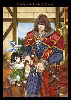 the cover to castlevania lands of shadow, with an image of a man in armor