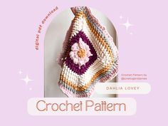 the crochet pattern is on display in front of a pink background with stars