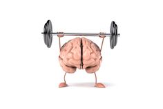 a brain with arms and legs lifting a barbell over it's head in front of a white background