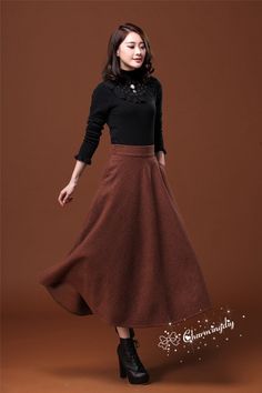 "Detail Info: ❤ Color: Tan ❤ Material: woolen Size XS: Waist: 63cm / 24.8\" Length: 85cm / 33.46\" Size S: Waist: 66.7cm / 26.26\" Length: 85cm / 33.46\" Size M: Waist: 70cm / 27.5\" Length: 85cm / 33.46\" Size L: Waist: 73.30cm / 28.86\" Length: 85cm / 33.46\" Size XL: Waist: 76.67cm / 30.19\" Length: 85cm / 33.46\" Size XXL: Waist: 80cm / 31.50\" Length: 85cm / 33.46\" Custom size please tell us your waist size, hip, and length you want 70-95cm is optional. ❤ Care: machine wash cold and gentle Women Skirt, Skirt Maxi, Party Skirt, Skirt Long, Evening Wedding, Wool Skirt, Wool Skirts, Hem Dress, Waist Size