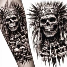 Arrow Head Tattoos, Tattoo Crane, Japanese Warrior Tattoo, Indian Skull Tattoos, Aztec Warrior Tattoo, Aztec Tattoos Sleeve, Mayan Tattoos, Chicano Tattoos Sleeve, Minimalist Tattoo Ideas