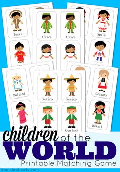 children of the world printable matching game for kids to learn how to use them