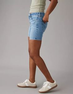 AE Next Level Low-Rise Skinny Bermuda Denim Short Medium Wash Mid-rise Bermuda Shorts For Spring, Mid-rise Medium Wash Bermuda Shorts For Spring, Fitted Medium Wash Jean Shorts Mid-thigh Length, Spring Mid-rise Bermuda Shorts In Medium Wash, Spring Bermuda Shorts In Medium Wash With Mid-rise, Fitted Mid-rise Jean Shorts, Fitted Medium Wash Shorts, Mid-thigh Length, Fitted Medium Wash Mid-thigh Shorts, Stretch Jeans With Short Leg