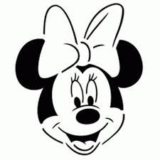 minnie mouse face with a bow on it's head and the words disney written in black