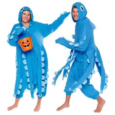 PRICES MAY VARY. DEEP SEA INVITE - Time to crawl around the ocean floor! Join us under the sea for a mollusk celebration in this FUNZIEZ! Octopus onesie. This fun one piece costume includes all details making it a time saver and easy to wear. OCTOPUS DETAILS - A special blend of convenience and fun. These plush materials are soft to the touch and will keep you warm on chilly nights. Blue long sleeve zip front jumpsuit, additional tentacles attached to sleeves on strings for movement, octopus cha Octopus Halloween Costume, Octopus Onesie, Squid Costume, Octopus Costume, Adult Onesie Pajamas, Costume Jumpsuit, Octopus Squid, Blue Octopus, Onesie Costumes