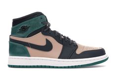 Jordan 1 Retro High Bio Beige Anthracite Mystic Green (W) - AH7389-203 Air Jordan 1 Outfit Women, Air Jordan 1 Women, Jordan 1 Outfit Women, Wmns Air Jordan 1, Staple Shoes, Authentic Jordans, Jordan Model, Rare Nikes, Womens Air Jordans