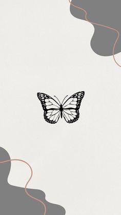 a black and white butterfly is flying in the air with circles around it's wings