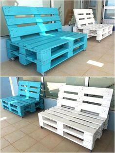 three pictures of different types of pallet furniture