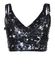 Polyamide, 90% , Elastane, 10% Elegant Cropped Sequin Top, Embellished Crop Top For Evening, Embellished Evening Crop Top, Black Sequin Top, Red Valentino Shoes, Expensive Handbags, Zegna Shoes, Italian Outfits, Valentino Shoes