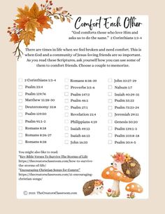 a printable thanksgiving checklist with an image of mushrooms and leaves