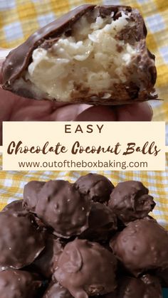 chocolate covered dessert balls are being held by someone