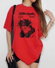 This Choso anime shirt is the perfect anime lover and jujutsu kaisen clothes. This jjk tshirt can be the perfect anime gift for him or a anime gift for her. If you're looking for a thick, structured tee that's also super soft and breathable--look no further! The comfort colors unisex garment-dyed heavyweight t-shirt ticks all the boxes and is made of 100% ring-spun cotton. Each shirt is carefully printed with a hand-drawn illustration and will withstand many washings. To make you feel extra comfy we only use super soft shirt made from clouds and kissed by baby seals 🦭💋. + Perfect Gift 🎁: Whether you're thinking of a gift for him or her, this vintage anime shirt is sure to charm any anime lover. Gifting made easy! -- FEATURES: + Long-lasting Quality 🧶: * Crafted from 100% ring-spun cott Red Anime Graphic T-shirt, Punk Anime Print T-shirt For Cosplay, Casual Anime Print Top For Halloween, Anime Style T-shirt With Anime Print For Fan Gatherings, Cosplay Graphic Tee Shirt, Cosplay Cotton Shirt With Character Print, Grunge Anime Print Tops For Cosplay, Cotton Cosplay Shirt With Character Print, Punk Style Tops With Anime Print For Cosplay