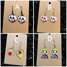 **Hypoallergenic stainless steel hardware - nickel and lead free** Poisoned Apple, Jewelry Earrings Dangle, Snow White, Etsy Earrings, Dangle Drop Earrings, Dangle Earrings, Accessory Gift, Jewelry Earrings, Display Homes