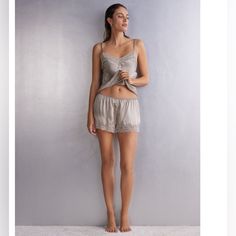 Brand New And Sealed Intimissimicares Silk Lace Pajama Set (Color: Dust Beige) The Pajama Set Retails For $138 (Shirt: $79 And Shorts: $59+Tax). Similar Color To The Current Powder Beige Color On Their Website. Please Note That The Top Is Size Xs, The Shorts Are Size S. The Pj Set Is Still In The Protective Plastic. The Top’s Straps Are Adjustable Shown In Last Photo Only Selling These Together, Not Individually. See Photos For How It Drapes! A Dream Of A Set! Lace Pajama Set, Color Dust, Silk Lace, Pj Sets, Beige Color, Perfect Summer, Full Set, A Dream, Women's Intimates